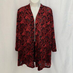SUSAN GRAVER OCCASIONS Burnout Print Open Front Cardigan